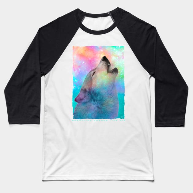 Breathing Dreams Like Air (Wolf Howl Abstract) Baseball T-Shirt by soaring anchor designs